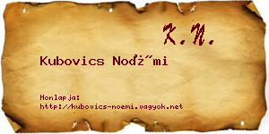 Kubovics Noémi névjegykártya